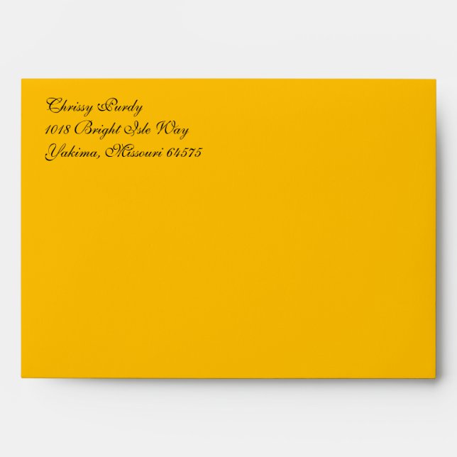 Fancy Script Amber A7 Return Address Envelopes (Front)