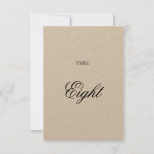 Fancy Script Black Calligraphy Kraft Table Number