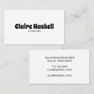 Fancy Script Bold Black and White Chic Minimal Business Card