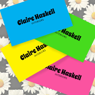 Fancy Script Bold Bright Blue Chic Minimal Business Card