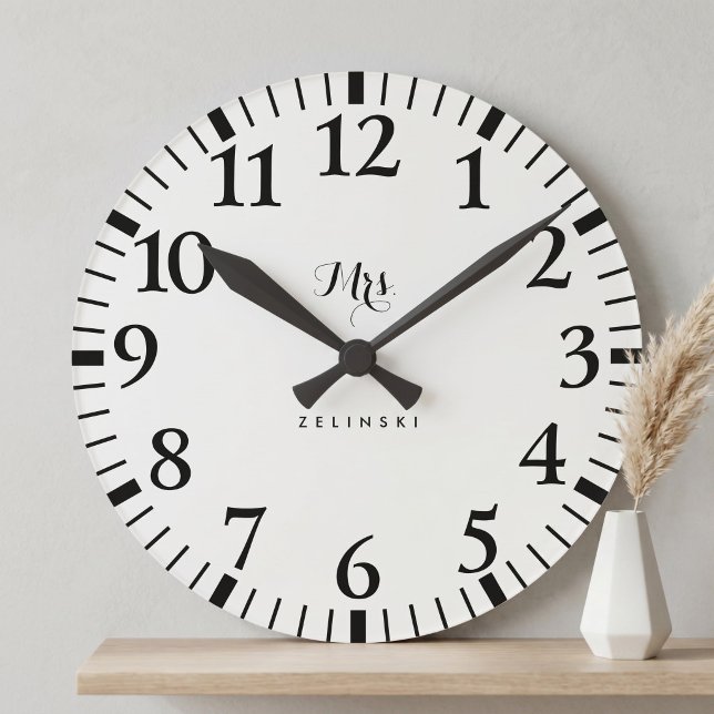 Fancy Script Calligraphy Minimalist Wall  Round Clock (Creator Uploaded)