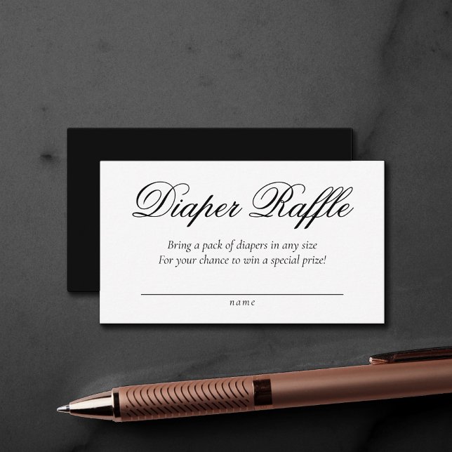 Fancy Script Diaper Raffle | Elegant Baby Shower Enclosure Card (Creator Uploaded)