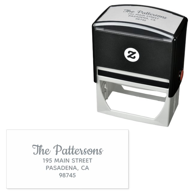 Fancy Script Family Name Return Address Self-inking Stamp (In Situ)