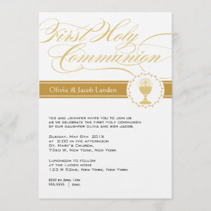 Fancy Script First Communion Invitations     Twins