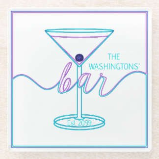 Fancy Script Fun Colours Fun Bar Glass Coaster