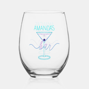 Fancy Script Fun Colours Fun Bar  Stemless Wine Glass