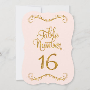 Fancy Script Glitter Table Number 16 Weddings