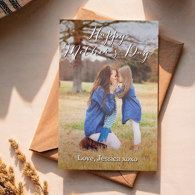 Fancy Script Happy Mother's Day Photo Card (Creator Uploaded)