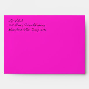 Fancy Script Hot Pink A7 Return Address Envelopes