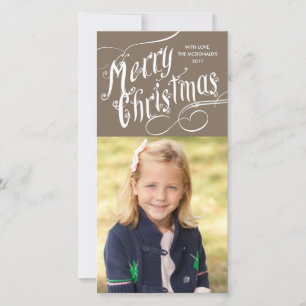 Fancy Script Merry Christmas Holiday Card