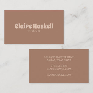 Fancy Script Mocha Mousse Tan Beige Chic Minimal Business Card
