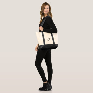 Fancy Script Monogrammed Canvas Tote Bag