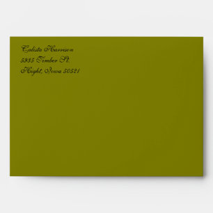 Fancy Script Olive Green  Return Address Envelopes