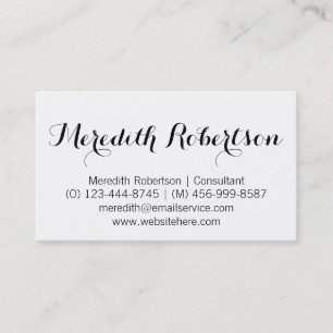 Fancy Script Professional White Business Cards