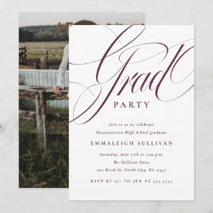 Fancy Script Purple Graduation Party Invitation