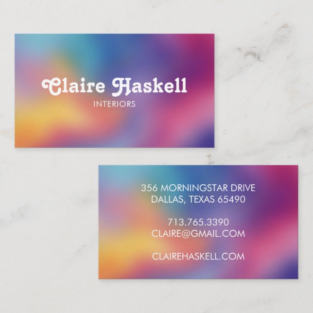 Fancy Script Rainbow Blur Chic Elegant Colourful  Business Card (Front/Back)