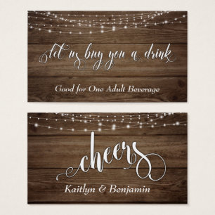 Fancy Script, Rustic Wood & Lights Drink Tickets 2