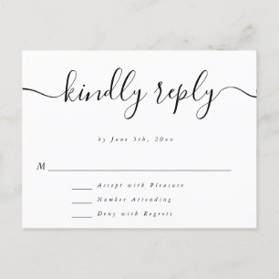 Fancy Script Simple Wedding Response RSVP Card