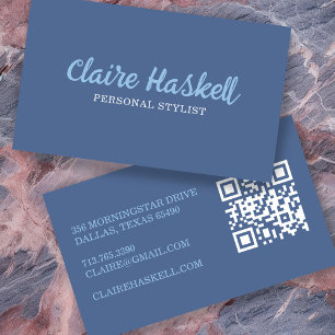 Fancy Script Soft Summer Minimalist Modern QR Code Business Card