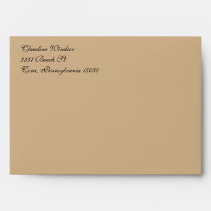 Fancy Script Tan A7 Return Address Envelopes