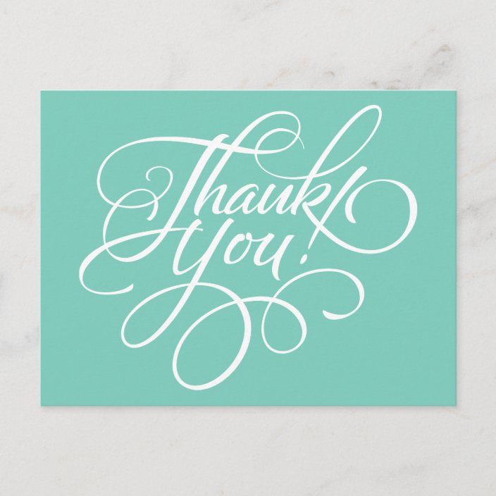 Fancy Script Turquoise Thank You Card | Zazzle.ca