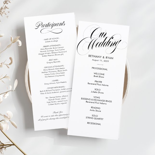 Fancy Script Wedding Day Program (Creator Uploaded)