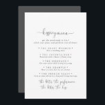 Fancy Script Wedding Kissing Menu Game Card<br><div class="desc">This fancy script wedding kissing menu game card is perfect for a modern wedding reception. The simple and elegant design features classic and fancy script typography in black and grey.</div>