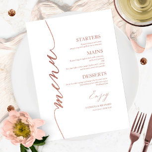 Fancy Script Wedding Menu Card For Plate