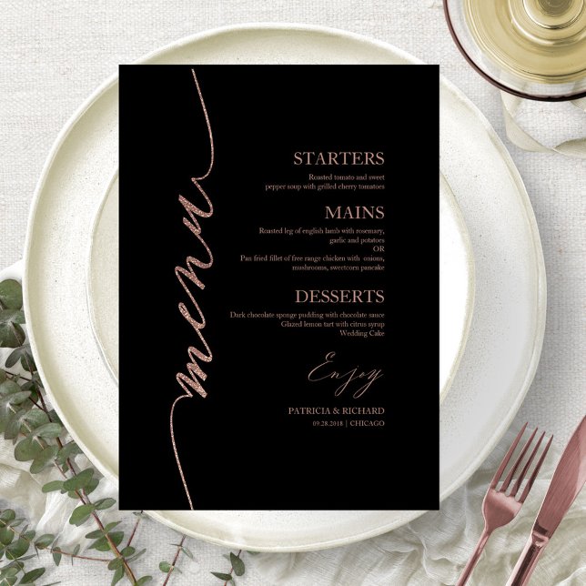 Fancy Script Wedding Menu Card For Plate (Creator Uploaded)