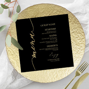 Fancy Script Wedding Menu Card For Plate
