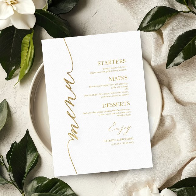 Fancy Script Wedding Menu Card For Plate (Creator Uploaded)