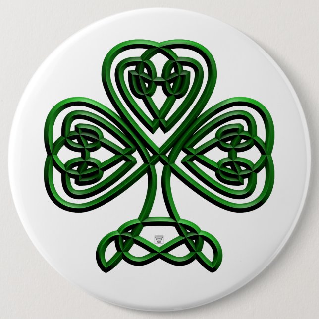 Fancy Shamrock 6 Inch Round Button (Front)