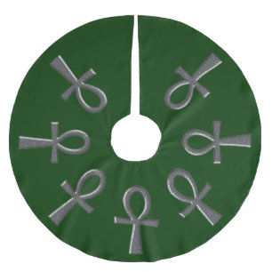 Fancy Silver Ankh Brushed Polyester Tree Skirt