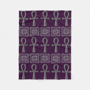 Fancy Silver Ankh Fleece Blanket