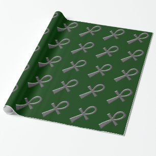 Fancy Silver Ankh Wrapping Paper