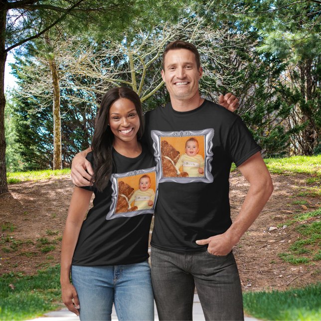 Fancy Silver Frame Add Photo Here Unisex T-Shirt (Fancy Silver Frame Add Photo Here Unisex T-Shirt)