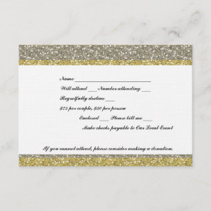 Fancy Silver Gold Glitter Look Event RSVP Card
