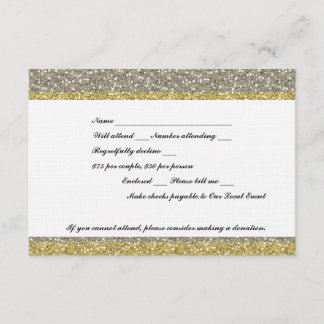 Fancy Silver Gold Glitter Look Event RSVP Card