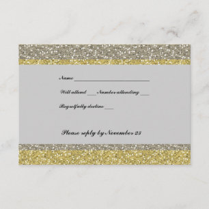 Fancy Silver Gold Glitter RSVP Card