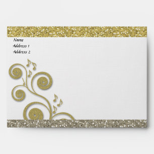 Fancy Silver Gold Glittery Music Envelopes