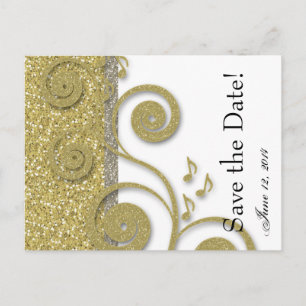 Fancy Silver Gold Save the Date Announcement Postcard