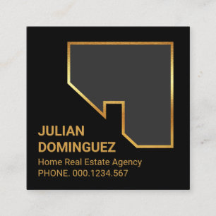 Fancy Simple Gold Rooftop Outline Square Business Card