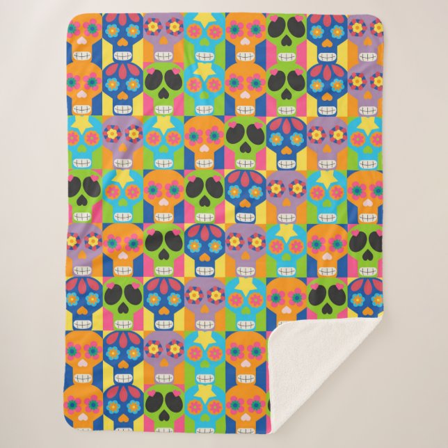 Fancy Skulls Sherpa Blanket (Front)