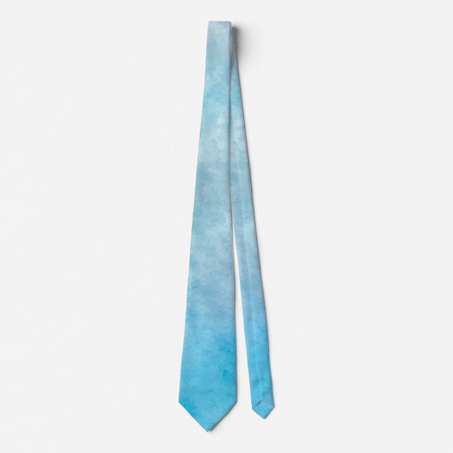 Fancy Sky Blue Clouds Watercolor Tie (Front)
