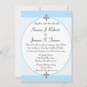 Fancy Sky Blue Polka Dots Wedding Invitation