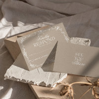 Fancy Soft Taupe Floral Boho Mariage RSVP