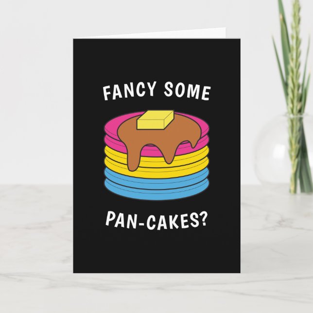 Fancy Some Pan-cakes Funny LGBTQ Pansexual Pride Card (Front)