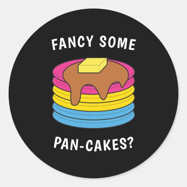 Fancy Some Pan-cakes Funny LGBTQ Pansexual Pride Classic Round Sticker (Front)