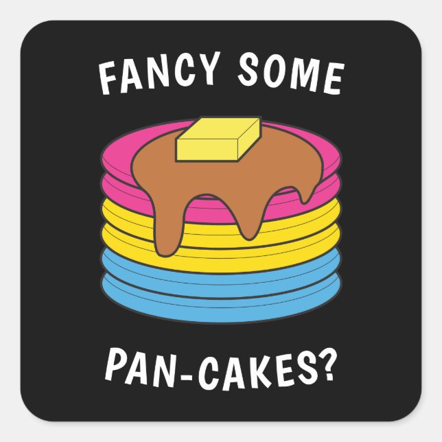 Fancy Some Pan-cakes Funny LGBTQ Pansexual Pride Square Sticker (Front)