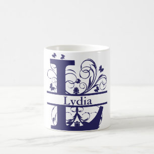 Fancy Split Monogram Letter "L" Customizable Coffee Mug